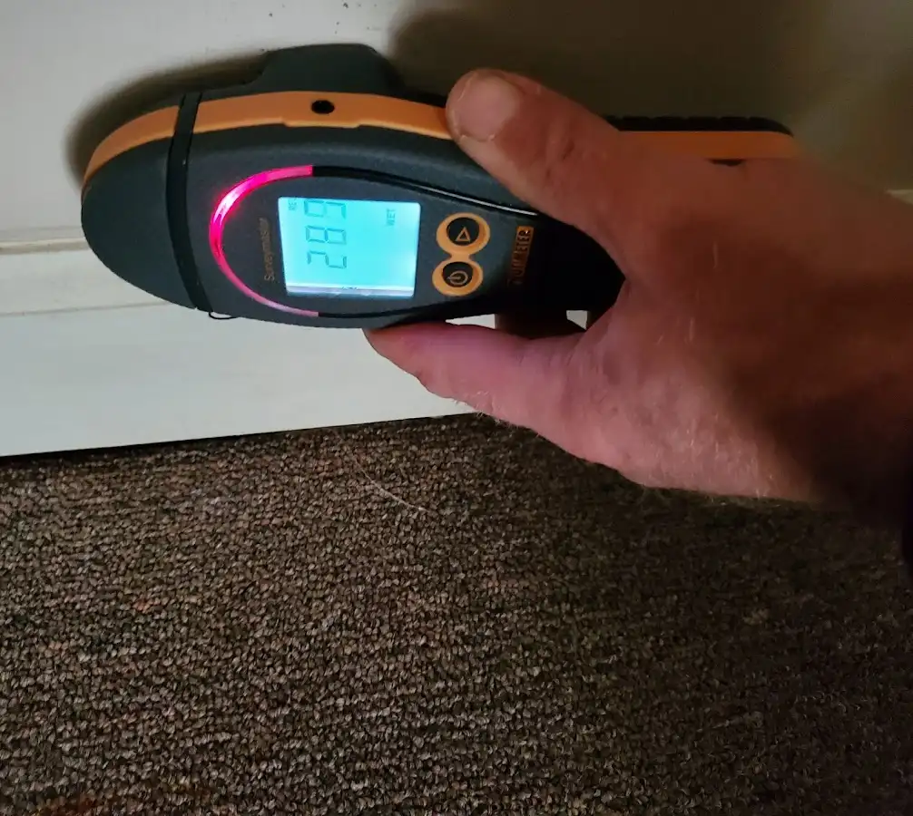 Moisture detection at baseboard during Sewage Cleanup & Sanitation in Ranchettes